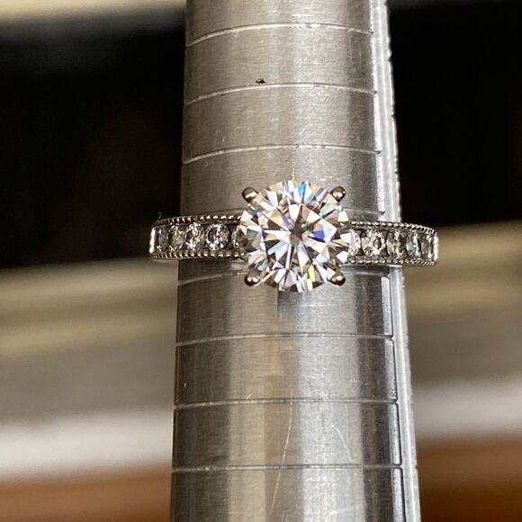 1.82 TCW 14K Charles & Colvard Forever One Moissanite Solitaire Engagement Ring - Picture 5 of 13